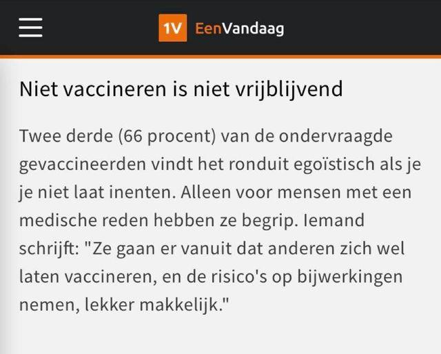 66% vindt het egoïstisch als jij je niet laat inenten met gif